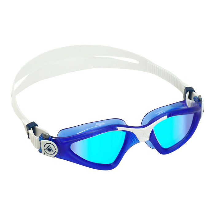 Aqua Sphere Kayenne Swim Goggles with Blue Titanium MIrrored Lens, Dark Blue/White, 192440,Aqua Sphere,Treshers