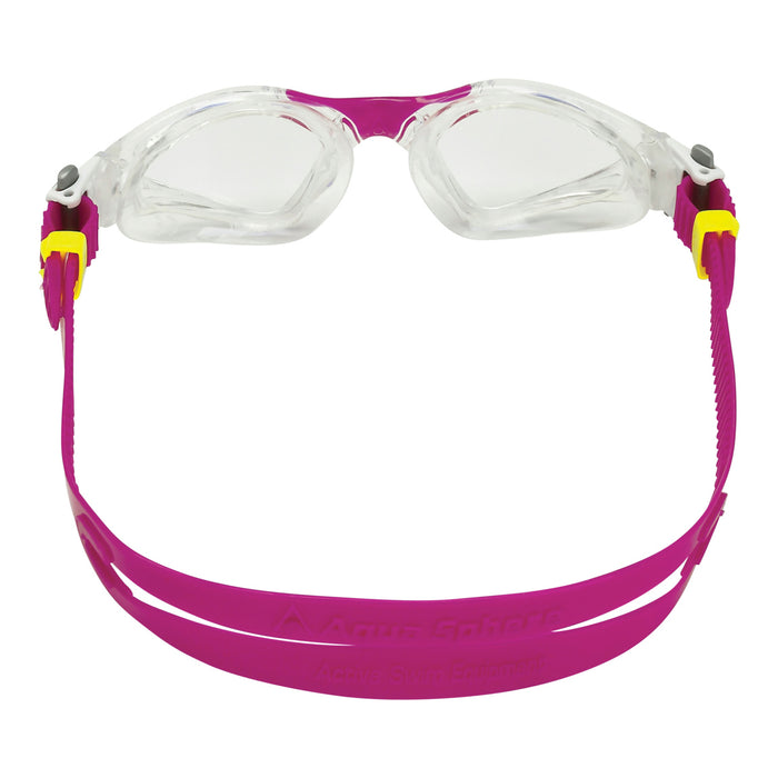 Aqua Sphere Kayenne Clear Lens Compact Fit Swim Goggles, Clear/Rasberry, 192050