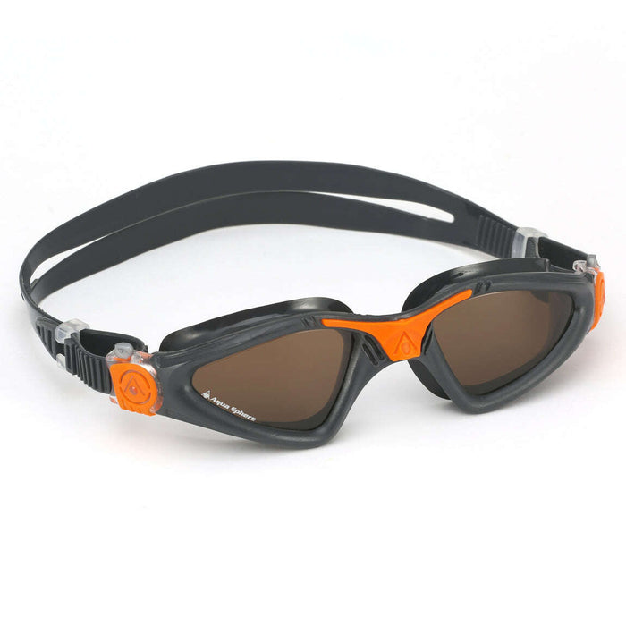 Aqua Sphere Kayenne Brown Polarized Lens Swim Goggles, Grey/Orange, 197100,Aqua Sphere,Treshers