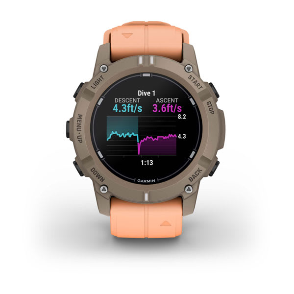 Garmin Descent™ G2 Dive Computer, Paloma with Shell Pink Band