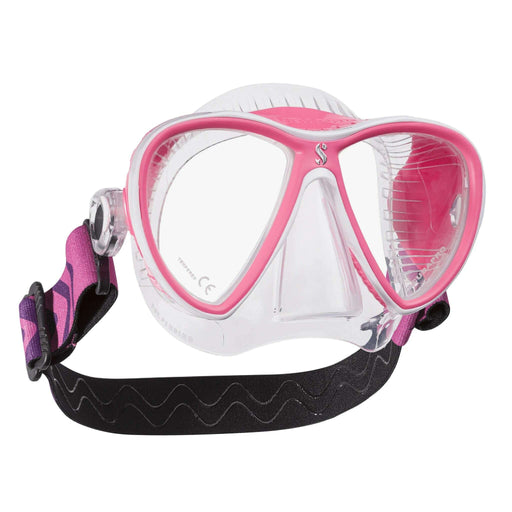 Treshers:Scubapro Synergy 2 Twin Scuba Mask With Comfort Strap, Clear Lens,Clear/Clear/Pink