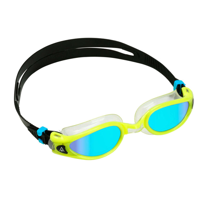 Aqua Sphere Kaiman EXO Blue Titanium Mirror Swim Goggles, Yellow/Transparent, 192810,Aqua Sphere,Treshers