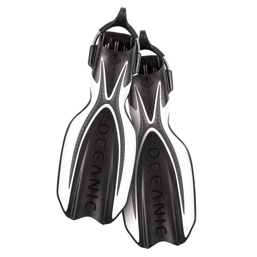 Oceanic Manta Ray Open Heel Fins with Spring Straps, Black/White,Oceanic,Treshers