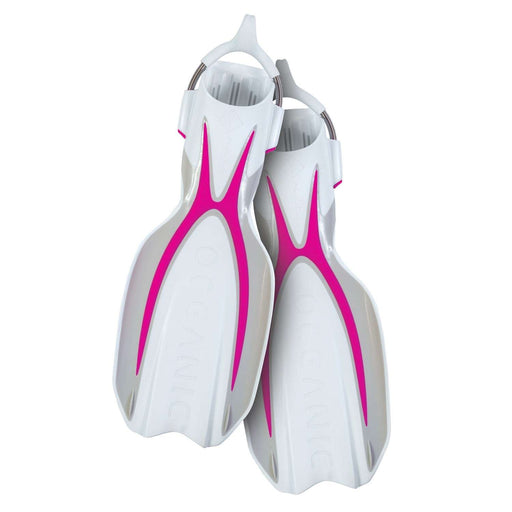 Oceanic Manta Ray Open Heel Fins with Spring Straps, Pink/White,Oceanic,Treshers