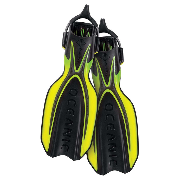 Oceanic Manta Ray Open Heel Fins with Spring Straps, Yellow/Black,Oceanic,Treshers
